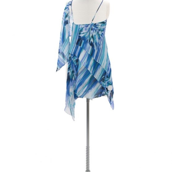 BCBG Watercolor Assymetrical Crepe Dress NWT - Picture 3 of 7